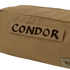 A close-up of the Condor Kit Bag in tan fabric, featuring a CONDOR patch and logo, designed for everyday carry (EDC) or military use.