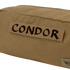 A close-up of the Condor Kit Bag in tan fabric, featuring a CONDOR patch and logo, designed for everyday carry (EDC) or military use.