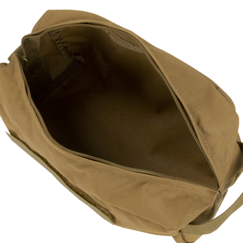 A Condor Kit Bag in MultiCam Black is shown from above with the zipper open, displaying an empty main compartment and an inner pocket.
