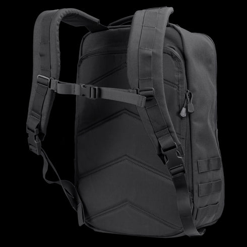 The Condor Prime Pack 21L, shown from the back, features padded shoulder straps, a top handle, and zigzag stitching—ideal for first responders on the go.