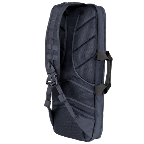 The Condor 27" Dispatch Take Down Case is a black, rectangular bag with a padded back panel, adjustable shoulder strap, side handles, and webbing detail, pictured upright against a white background.