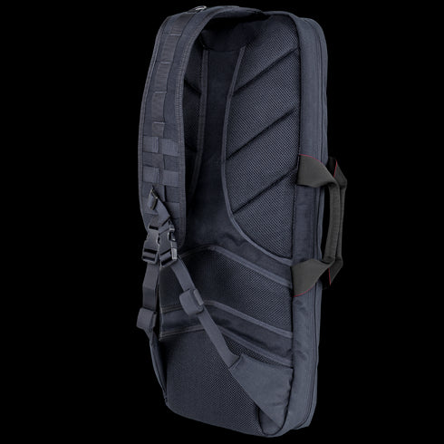 The Condor 27 Dispatch Take Down Case in black features padded adjustable shoulder straps, mesh padding, and a side handle—perfect for EDC or law enforcement professionals seeking comfort and versatility.
