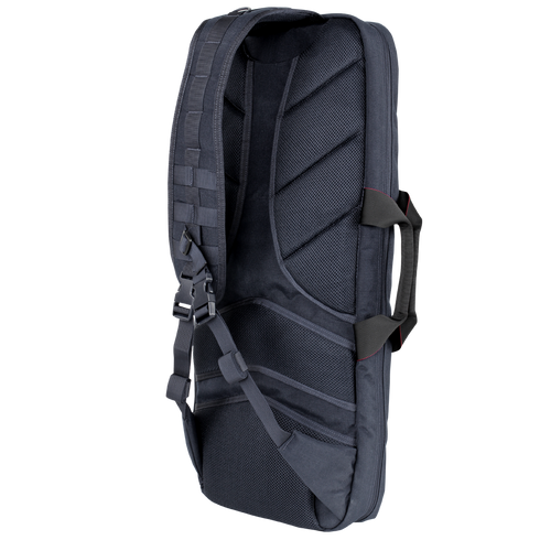 The Condor 27 Dispatch Take Down Case in black features padded adjustable shoulder straps, mesh padding, and a side handle—perfect for EDC or law enforcement professionals seeking comfort and versatility.