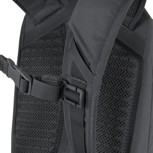 Close-up of Condor Elite Fail Safe Urban Backpack Gen II 18L’s black shoulder straps with mesh padding and adjustable buckle—ideal for EDC or first responder use.
