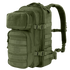 The Condor Compact Assault Backpack Gen II 24L is an olive green tactical bag with multiple zippered compartments, adjustable straps, and MOLLE webbing on the front and sides.