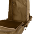The Condor Compact Assault Backpack Gen II 24L in tan, designed for EDC and bushcraft, features a mesh pocket on the flap and a spacious main compartment with extra storage slots.