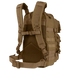 The Condor Compact Assault Backpack Gen II 24L in tan features multiple straps, padded shoulder supports, a mesh back panel, and side MOLLE webbing—ideal for military or law enforcement use.