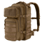 The Condor Compact Assault Backpack Gen II 24L, in tan, features multiple zippered compartments, MOLLE webbing, adjustable shoulder straps, and side buckle closures—ideal for EDC or bushcraft enthusiasts.