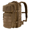 The Condor Compact Assault Backpack Gen II 24L, in tan, features multiple zippered compartments, MOLLE webbing, adjustable shoulder straps, and side buckle closures—ideal for EDC or bushcraft enthusiasts.
