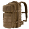 The Condor Compact Assault Backpack Gen II 24L, in tan, features multiple zippered compartments, MOLLE webbing, adjustable shoulder straps, and side buckle closures—ideal for EDC or bushcraft enthusiasts.
