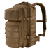 The Condor Compact Assault Backpack Gen II 24L, in tan, features multiple zippered compartments, MOLLE webbing, adjustable shoulder straps, and side buckle closures—ideal for EDC or bushcraft enthusiasts.