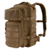 The Condor Compact Assault Backpack Gen II 24L, in tan, features multiple zippered compartments, MOLLE webbing, adjustable shoulder straps, and side buckle closures—ideal for EDC or bushcraft enthusiasts.
