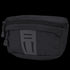 The Condor Draw Down Waist Pack Gen III is a black tactical zippered pouch made from durable fabric, featuring a front pocket and a rubberized accent panel.