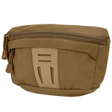 The Condor Draw Down Waist Pack Gen III is a tan tactical zippered pouch with a front pocket and decorative slits, crafted from durable fabric—perfect for first responders or daily use.