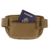 The Condor Draw Down Waist Pack Gen III in brown features a front zipper pocket with a passport partially visible inside.