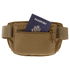 The Condor Draw Down Waist Pack Gen III in brown features a front zipper pocket with a passport partially visible inside.