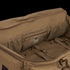 Open tan Haul 37 Rolling Duffle by Condor showing mesh pockets, interior straps, and a zippered compartment—perfect for tactical or first responder use.