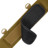 A close-up of the Condor Slim Battle Belt in MultiCam Black, showing its tan strap with Velcro patch, dual metal rings, and partially open black padded section—perfect for law enforcement or shooting range use.