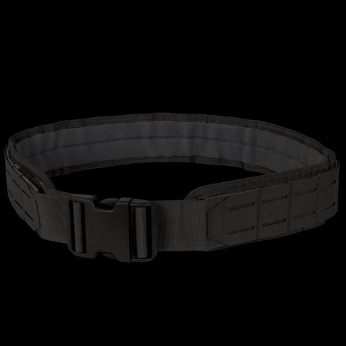 The Condor LCS Gun Belt is a black tactical utility belt with a plastic buckle and reinforced stitching, ideal for carrying gear—perfect for law enforcement and first responders.