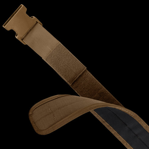 Close-up of the Condor LCS Gun Belt, featuring a plastic buckle and padded section for comfort and durability—perfect for military or law enforcement professionals.