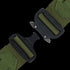 Close-up of the Condor LCS Cobra Gun Belt in MultiCam, featuring a black metal buckle partially unclasped to reveal the locking mechanism—ideal for EDC or shooting range trips.
