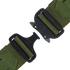 Close-up of the Condor LCS Cobra Gun Belt in MultiCam, featuring a black metal buckle partially unclasped to reveal the locking mechanism—ideal for EDC or shooting range trips.