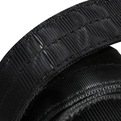 Close-up of the Condor Inner Belt, a black hook-and-loop fastener, highlighting its textured fibers for secure, reliable attachment—ideal for military and bushcraft gear.