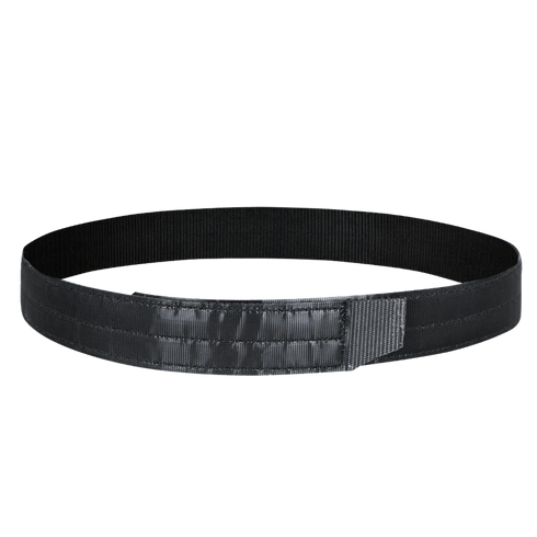 The Condor Inner Belt, a black nylon tactical belt with a hook-and-loop fastener, is shown laid flat in a circular shape against a white background—perfect for EDC or bushcraft.