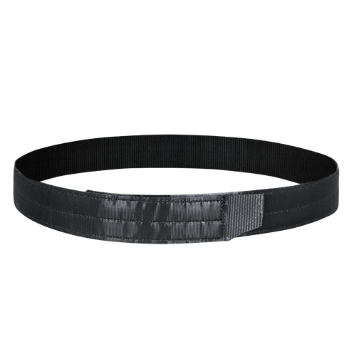 The Condor Inner Belt, a black nylon tactical belt with a hook-and-loop fastener, is shown laid flat in a circular shape against a white background—perfect for EDC or bushcraft.