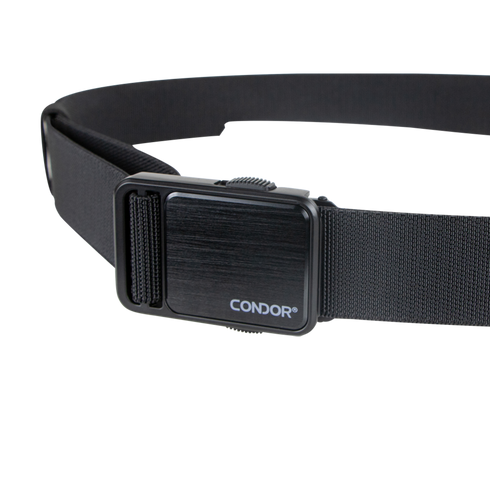 The Condor EDC Belt is a black tactical belt with a rectangular metal buckle, featuring the Condor logo in white.