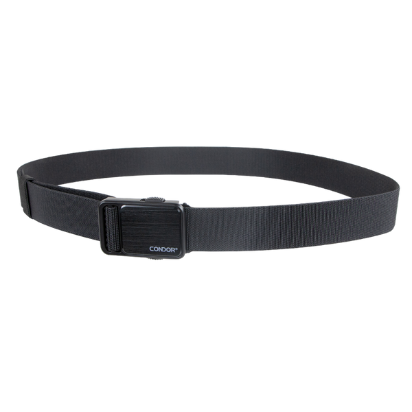 The Condor EDC Belt is a black tactical belt with a metal buckle, displayed against a white background—perfect for military and first responder use.