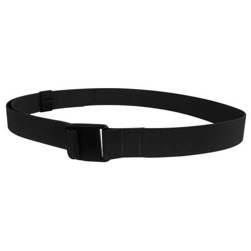 The Condor PDQ Magnetic Belt, featuring a sleek black design and magnetic buckle, is displayed in a circular shape on a white background—perfect for shooting range days or bushcraft outings.