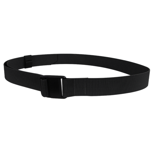 The Condor PDQ Magnetic Belt, featuring a sleek black design and magnetic buckle, is displayed in a circular shape on a white background—perfect for shooting range days or bushcraft outings.