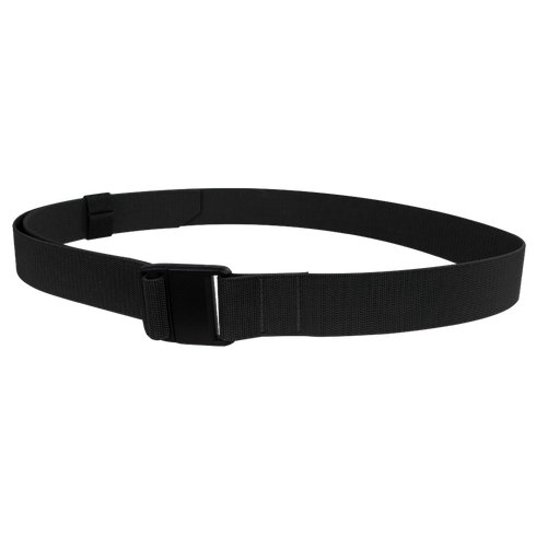 The Condor PDQ Magnetic Belt, featuring a sleek black design and magnetic buckle, is displayed in a circular shape on a white background—perfect for shooting range days or bushcraft outings.