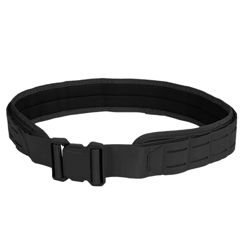 The Condor LCS Vector Belt is a black utility belt with a plastic buckle and reinforced sides, designed for law enforcement and first responders, shown on a white background.