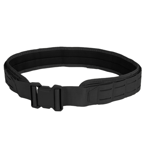 The Condor LCS Vector Belt is a black utility belt with a plastic buckle and reinforced sides, designed for law enforcement and first responders, shown on a white background.