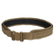 The Condor LCS Vector Belt is a tan tactical belt with a large plastic buckle and MOLLE webbing, designed for carrying gear. Ideal for law enforcement or first responders, it is shown against a white background.
