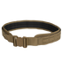 The Condor LCS Vector Belt is a tan tactical belt with a large plastic buckle and MOLLE webbing, designed for carrying gear. Ideal for law enforcement or first responders, it is shown against a white background.