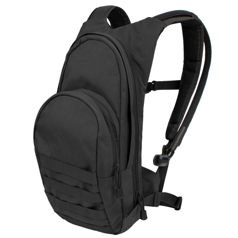 The Condor Hydration Backpack 8L features two zippered compartments, front MOLLE webbing, an adjustable shoulder strap, and a hydration tube attachment—perfect for first responders and law enforcement professionals.
