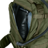 A Condor 3-Day Assault Backpack 50L in olive green is unzipped, revealing a hydration bladder inside with its drinking tube extending outward.