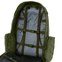 Open Condor 3-Day Assault Backpack 50L in green displays interior with adjustable straps, buckles, mesh pocket on inner flap, and visible side compartments.