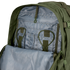 The Condor 3-Day Assault Backpack 50L features an open green design with organized inner pockets, compartments, elastic loops, and a light gray interior lining.