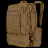 Condor 3-Day Assault Backpack 50L in tan, featuring multiple compartments, MOLLE webbing, adjustable straps, and a zippered side pouch—perfect for law enforcement or range use—displayed against a plain background.