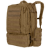 Condor 3-Day Assault Backpack 50L in tan, featuring multiple compartments, MOLLE webbing, adjustable straps, and a zippered side pouch—perfect for law enforcement or range use—displayed against a plain background.