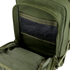 Open olive green Condor Compact Assault Backpack 24L displays its interior mesh pocket and empty compartment, ideal for first responders or law enforcement.