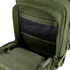 Open olive green Condor Compact Assault Backpack 24L displays its interior mesh pocket and empty compartment, ideal for first responders or law enforcement.