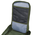 A close-up of the Condor Compact Assault Backpack 24L in green and gray, highlighting an open mesh pocket and fabric compartment inside the back panel.