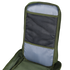 A close-up of the Condor Compact Assault Backpack 24L in green and gray, highlighting an open mesh pocket and fabric compartment inside the back panel.