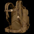 The Condor Compact Assault Backpack 24L, shown from the back, features multiple straps, an adjustable padded harness, mesh side pockets, and a waist belt—ideal for military or law enforcement use.