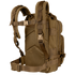 The Condor Compact Assault Backpack 24L, shown from the back, features multiple straps, an adjustable padded harness, mesh side pockets, and a waist belt—ideal for military or law enforcement use.